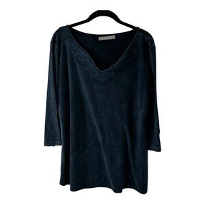 Women's 100% Cotton V-Neck Top Blue